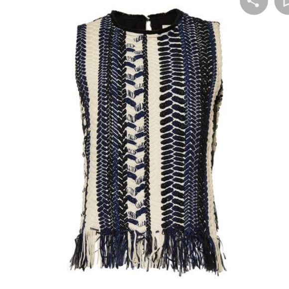 SEA braided natural chevron sleeveless top - Picture 2 of 5